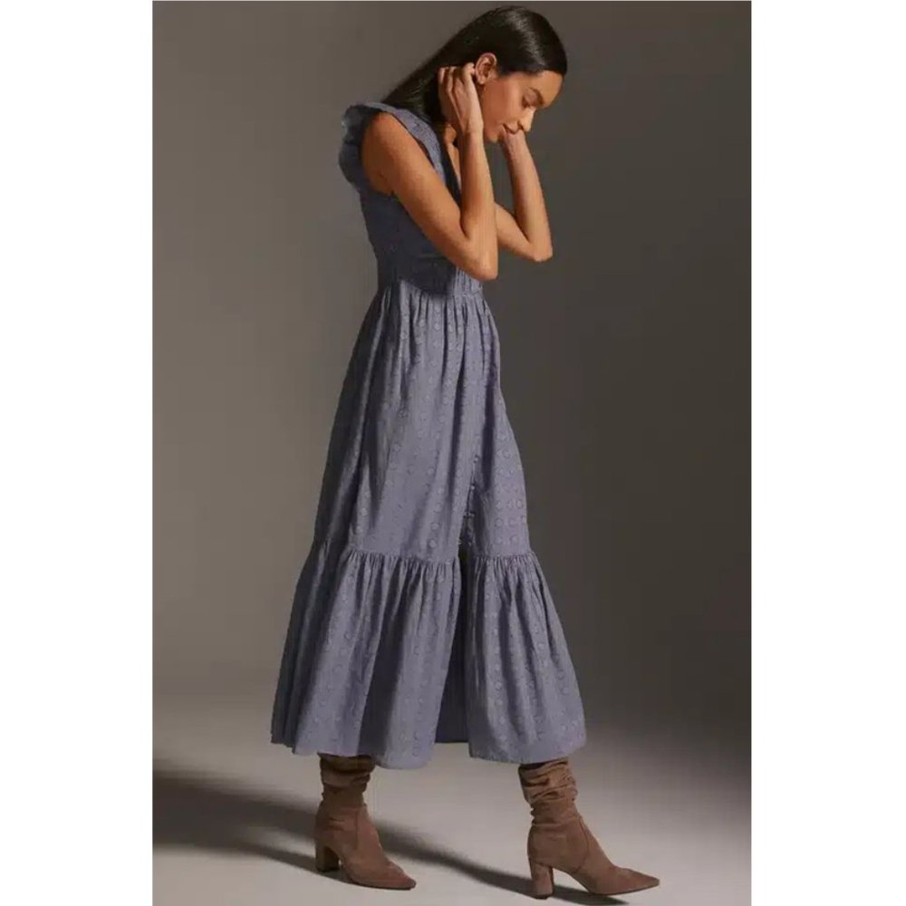 Anthropologie Slate Blue Midi Dress - Picture 3 of 9